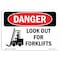Signmission Safety Sign, OSHA Danger, 10" Height, Look Out For Forklifts, Landscape OS-DS-D-1014-L-1440 - alternate 1